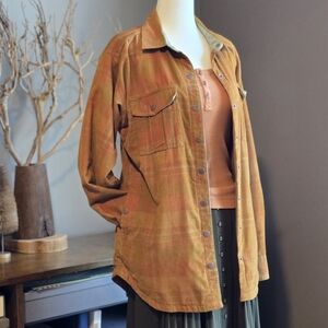 Prana Tan and Orange Shirt Size S
